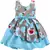 Blue satin printed stitched   dress