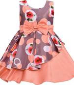 Orange satin printed stitched   dress