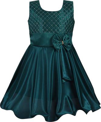 Green Lycra  printed stitched   dress 1