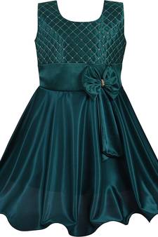 Green Lycra  printed stitched   dress