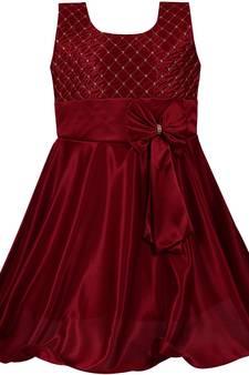 Maroon Lycra  printed stitched   dress