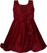 Maroon Lycra  printed stitched   dress