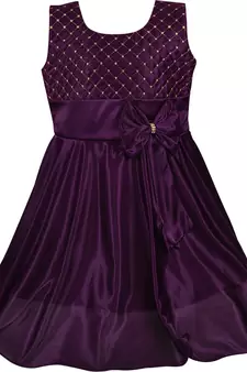 Purple Lycra  printed stitched   dress