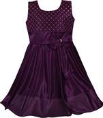 Purple Lycra  printed stitched   dress