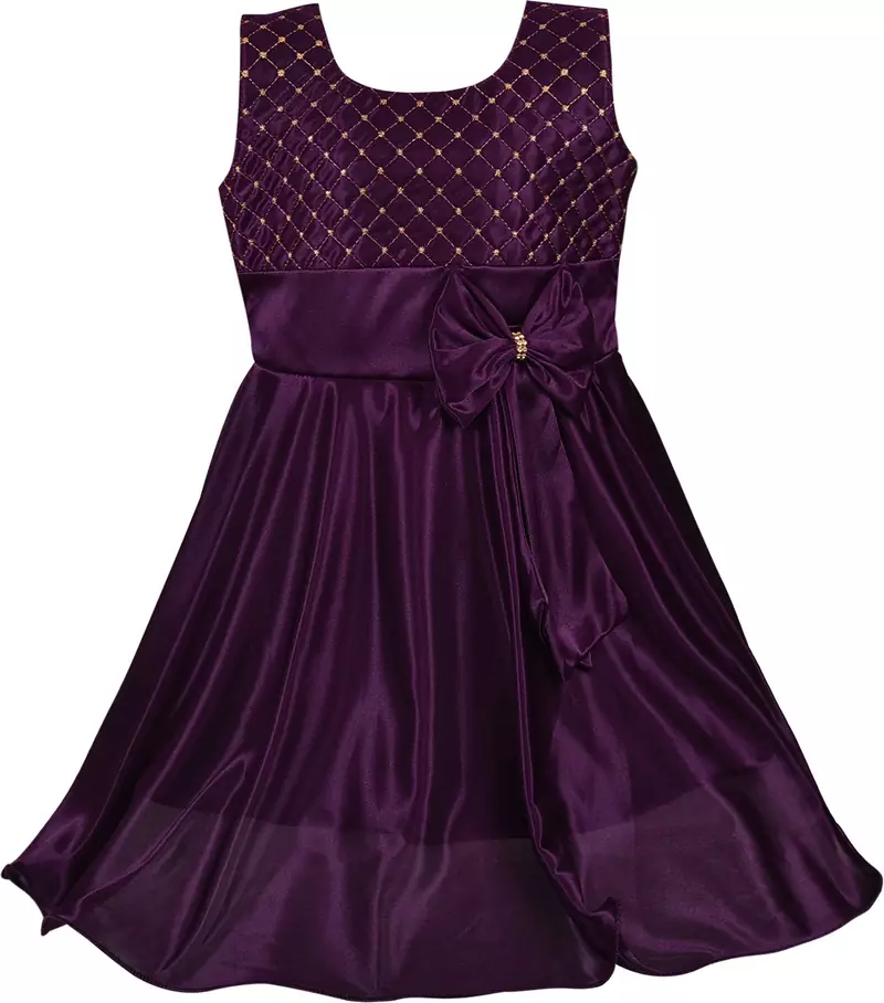 Purple Lycra  printed stitched   dress