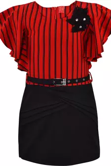 Red Lycra  printed stitched   dress