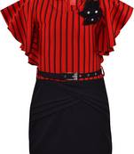 Red Lycra  printed stitched   dress