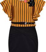 Yellow Lycra  printed stitched   dress