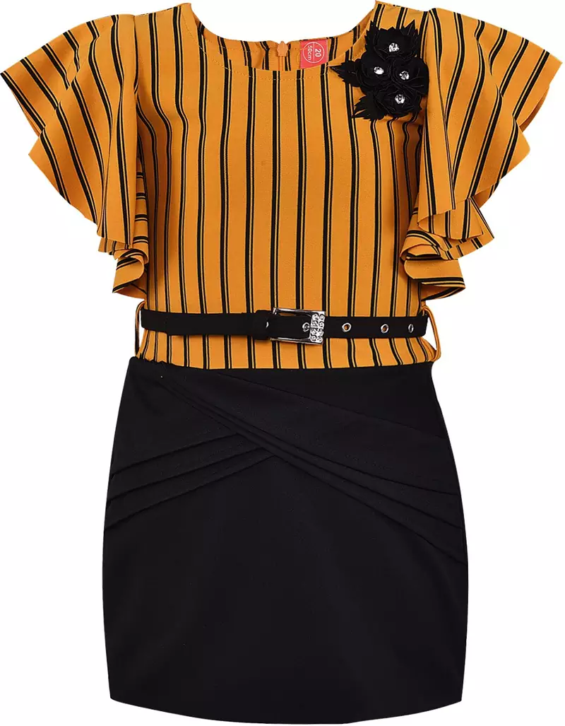 Yellow Lycra  printed stitched   dress