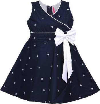 blue cotton printed stitched   dress 1