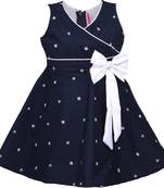 blue cotton printed stitched   dress