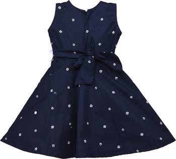 blue cotton printed stitched   dress 2