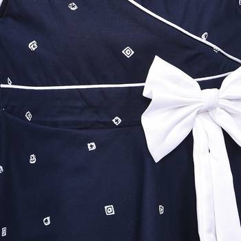blue cotton printed stitched   dress 3