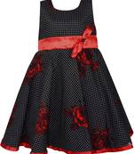 Black cotton printed stitched   dress