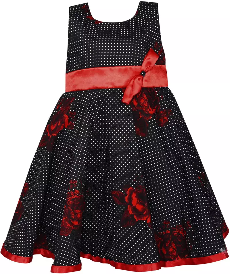 Black cotton printed stitched   dress