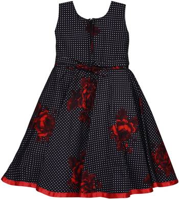 Black cotton printed stitched   dress 3