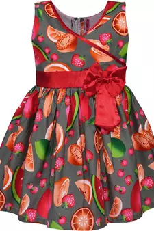 Grey cotton printed stitched   dress