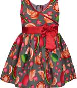 Grey cotton printed stitched   dress