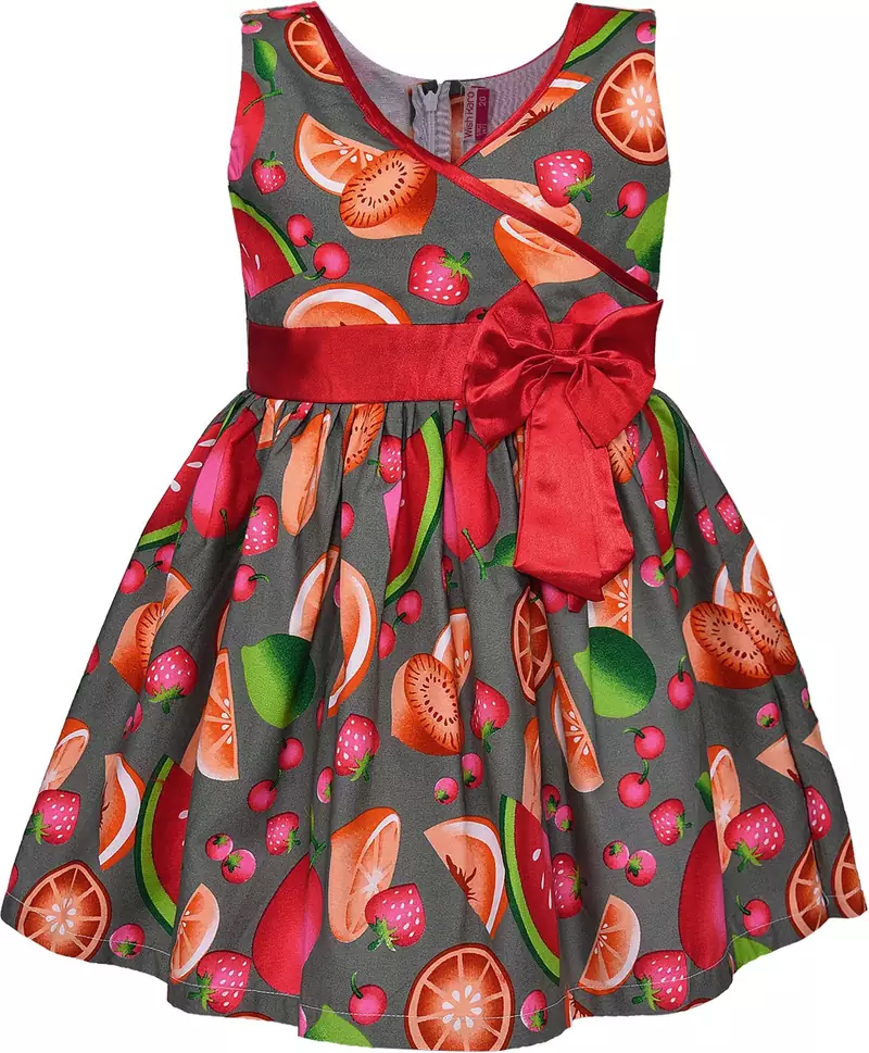Grey cotton printed stitched   dress