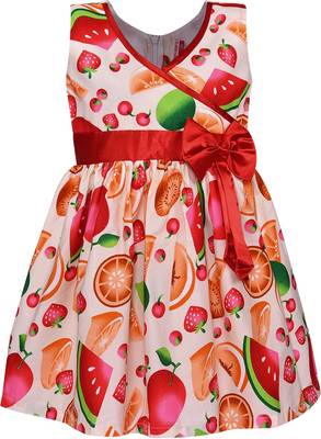 Orange cotton printed stitched   dress 1
