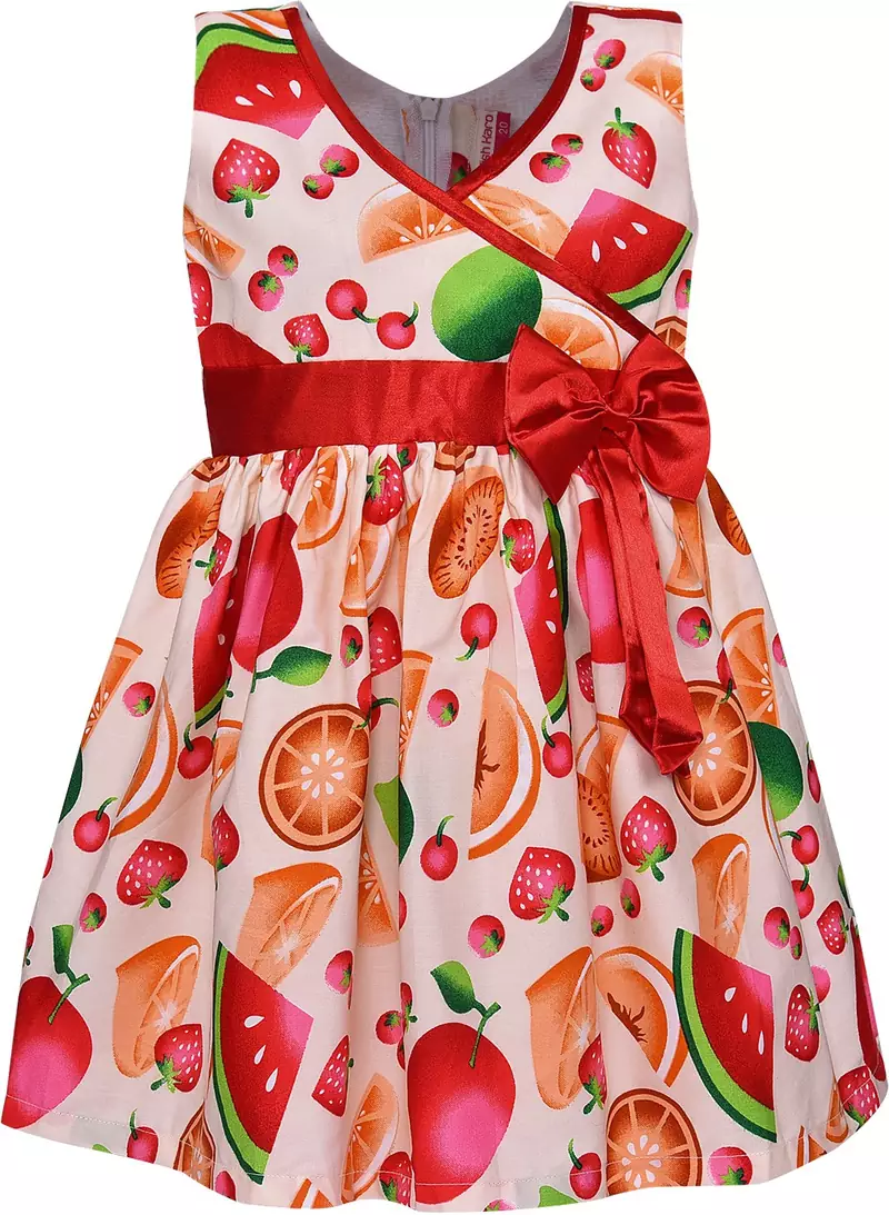 Orange cotton printed stitched   dress