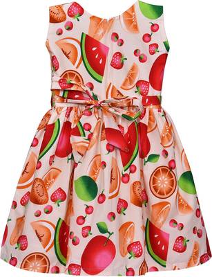Orange cotton printed stitched   dress 3
