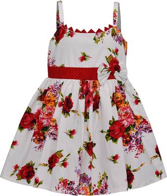 Red cotton printed stitched   dress 1