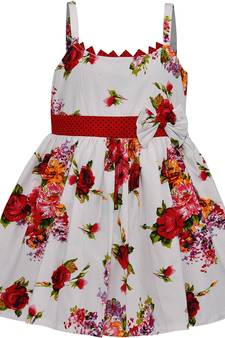 Red cotton printed stitched   dress