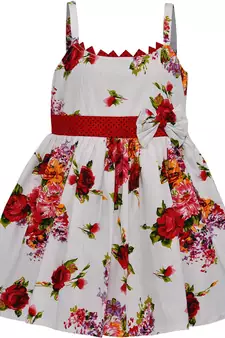 Red cotton printed stitched   dress