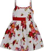 Red cotton printed stitched   dress