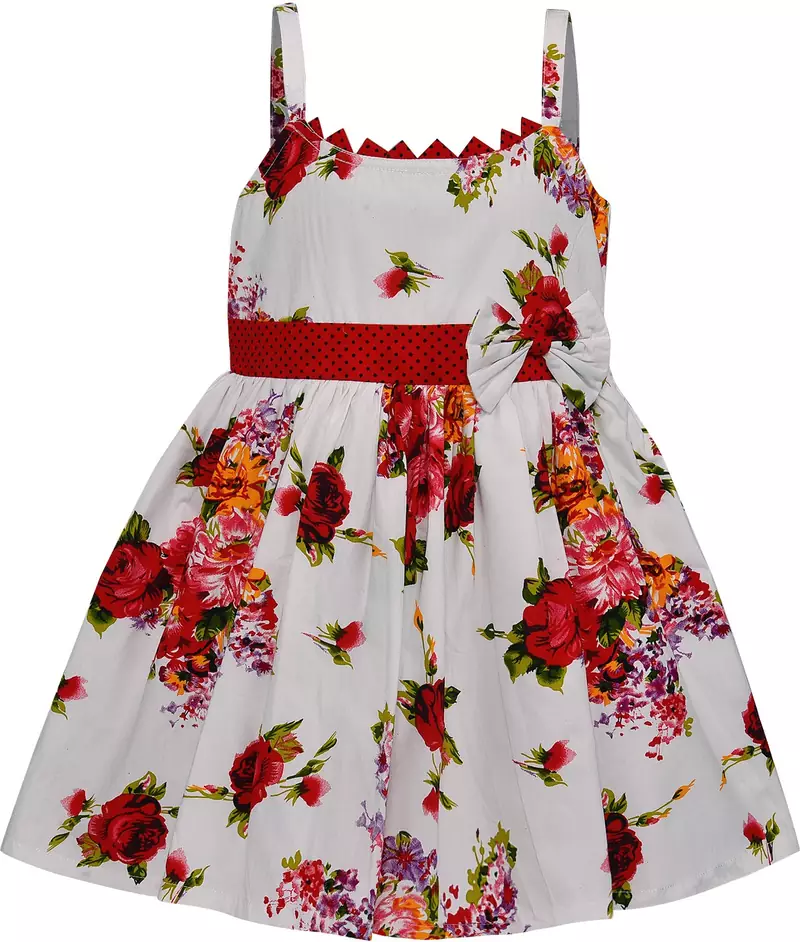 Red cotton printed stitched   dress