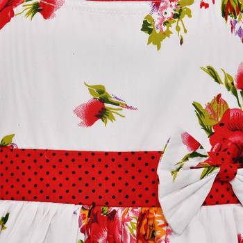 Red cotton printed stitched   dress 2