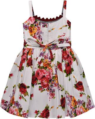 Red cotton printed stitched   dress 3