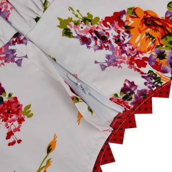 Red cotton printed stitched   dress 4