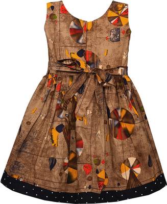 Brown cotton printed stitched   dress 2