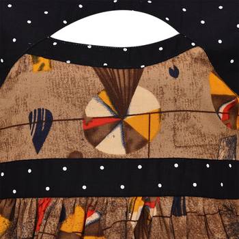 Brown cotton printed stitched   dress 3