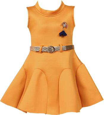 Yellow satin printed stitched   dress 1