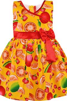 Yellow cotton printed stitched   dress