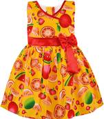 Yellow cotton printed stitched   dress