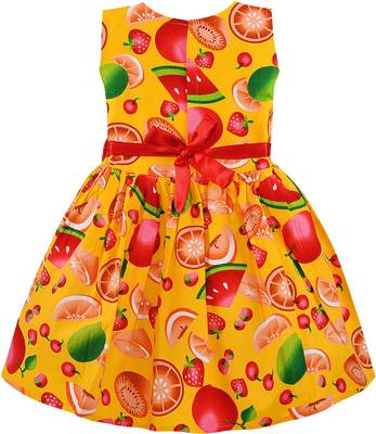 Yellow cotton printed stitched   dress 2