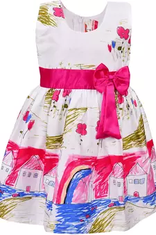 Pink cotton printed stitched   dress