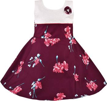 Maroon cotton printed stitched   dress 1