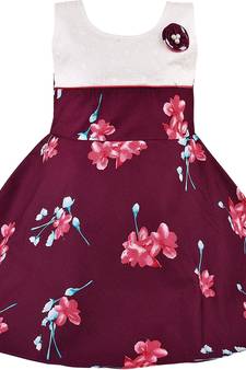 Maroon cotton printed stitched   dress