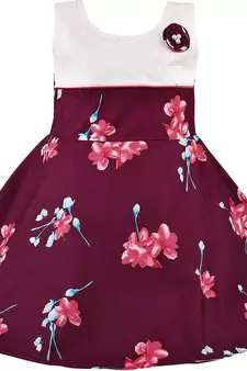 Maroon cotton printed stitched   dress