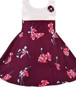 Maroon cotton printed stitched   dress