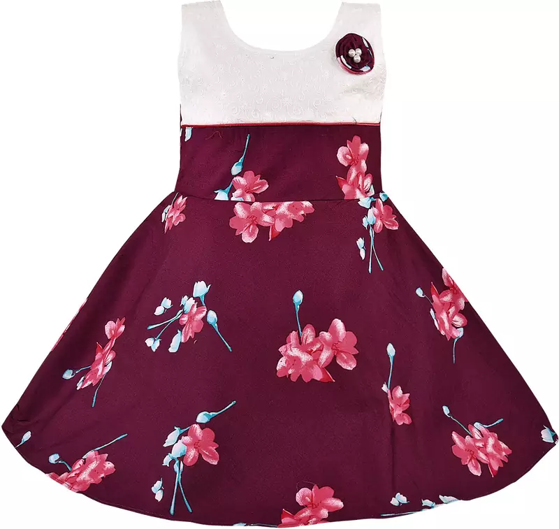 Maroon cotton printed stitched   dress