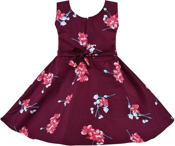 Maroon cotton printed stitched   dress 2