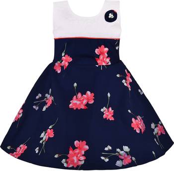 Blue cotton printed stitched   dress 1