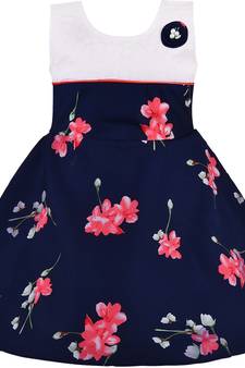 Blue cotton printed stitched   dress