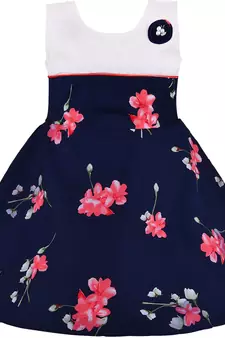 Blue cotton printed stitched   dress